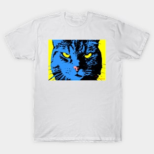 ANGRY CAT POP ART - BLUE BLACK YELLOW T-Shirt